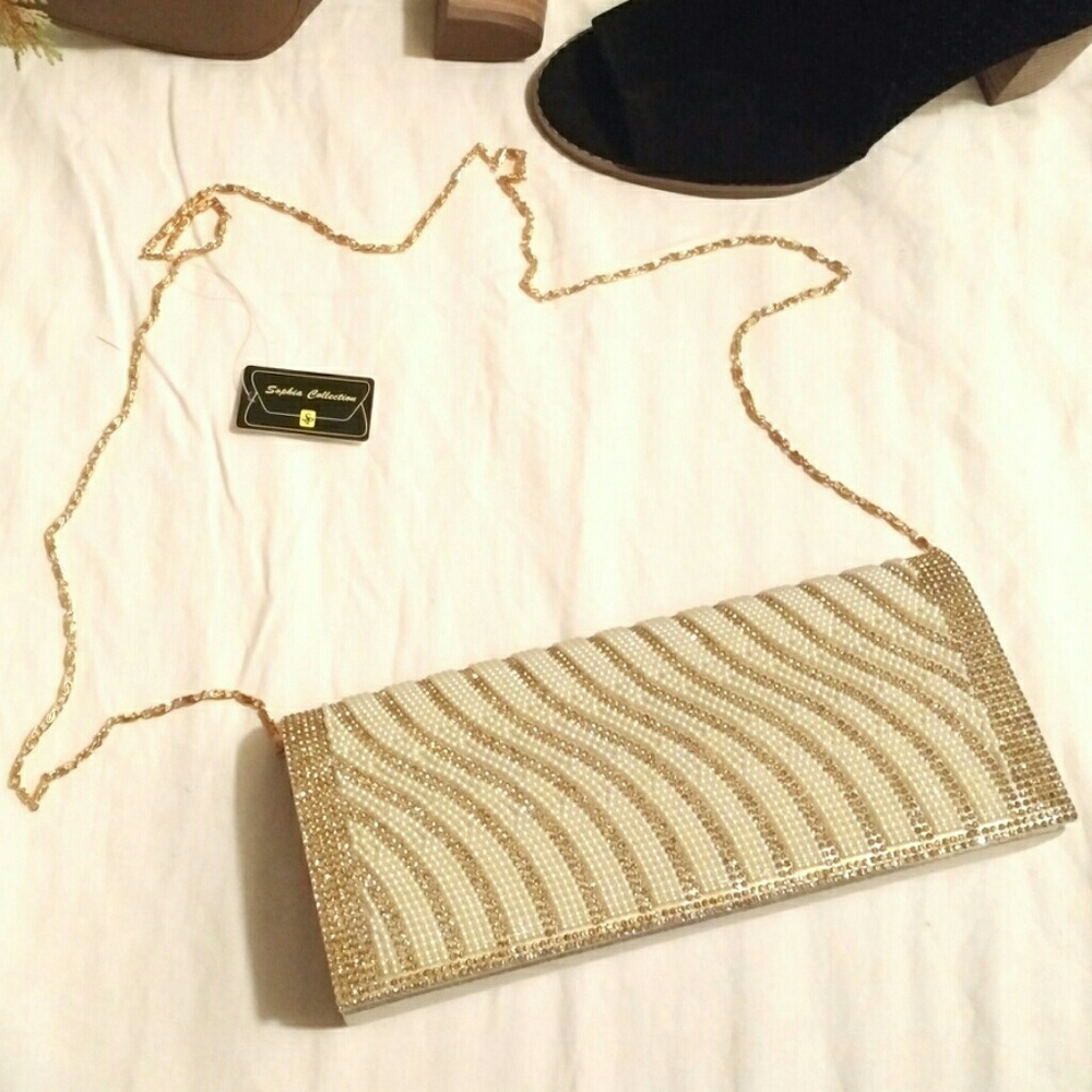 Sophia Collection Gold Stone & Pearl Clutch Bag - Picture 4 of 8